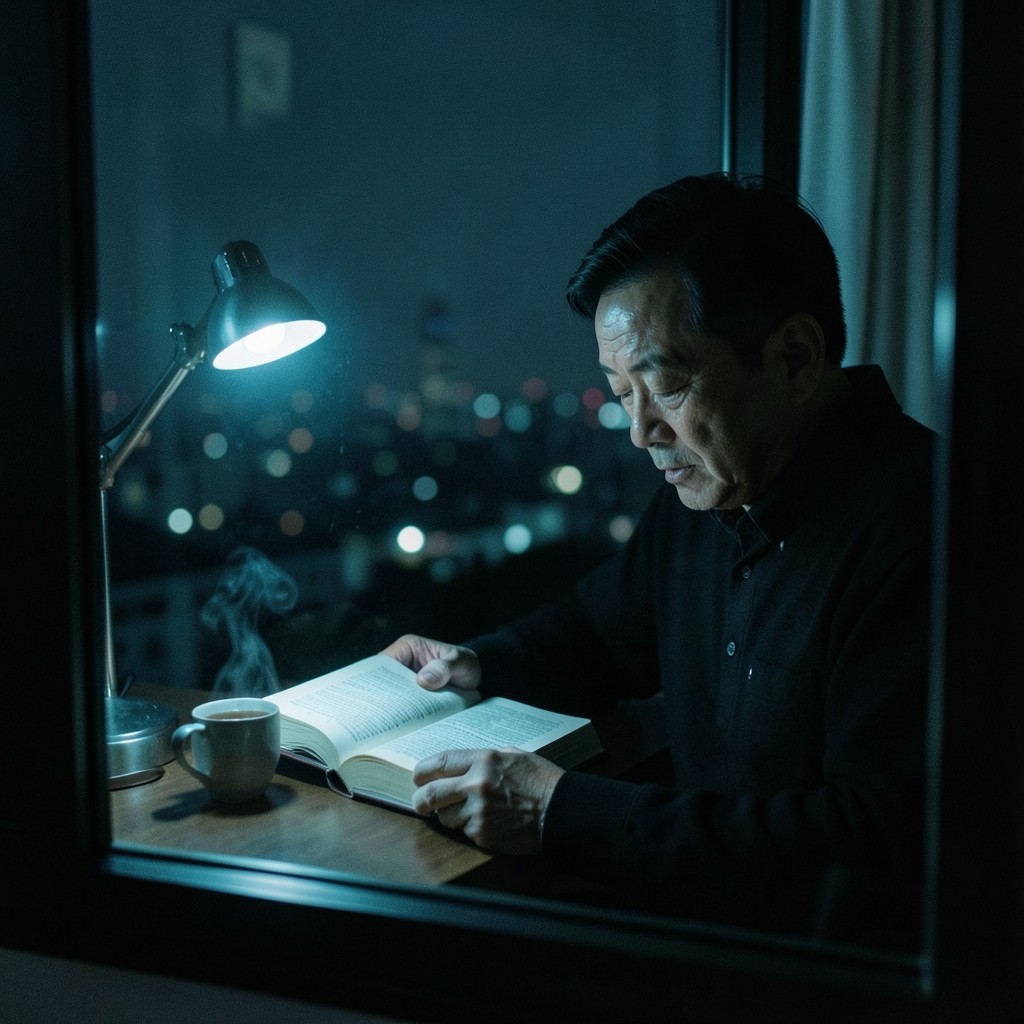 A reader working through an annotated bundle at the library table late at night
